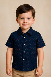 Blue Polka Dots Half Sleeves Shirt